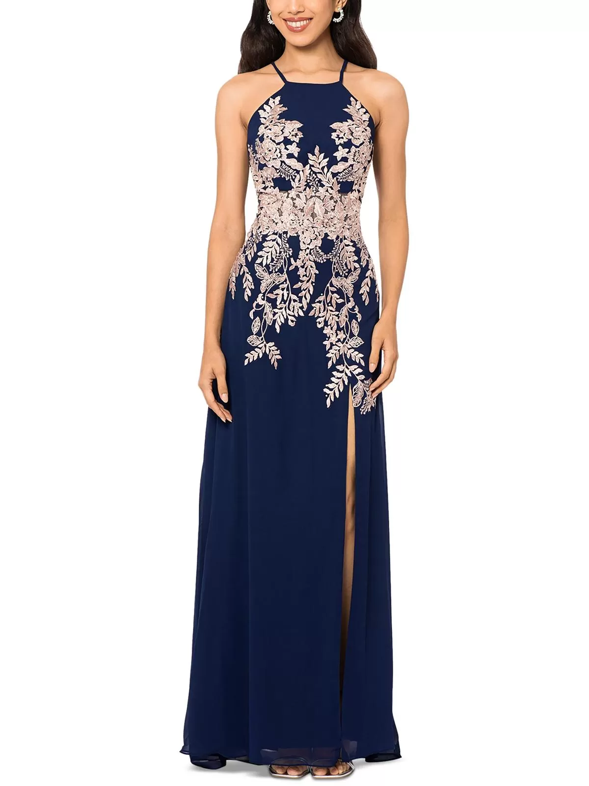 Womens Embellished Long Evening Dress