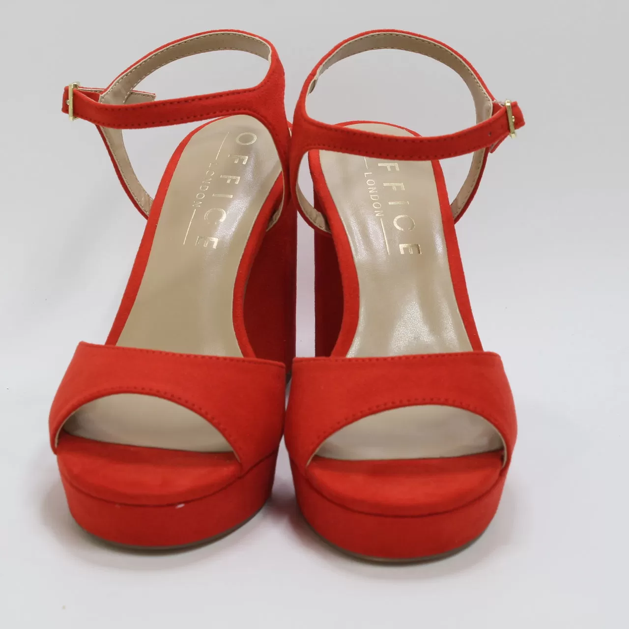 Womens Office Haven Round Toe Platform Sandals Red