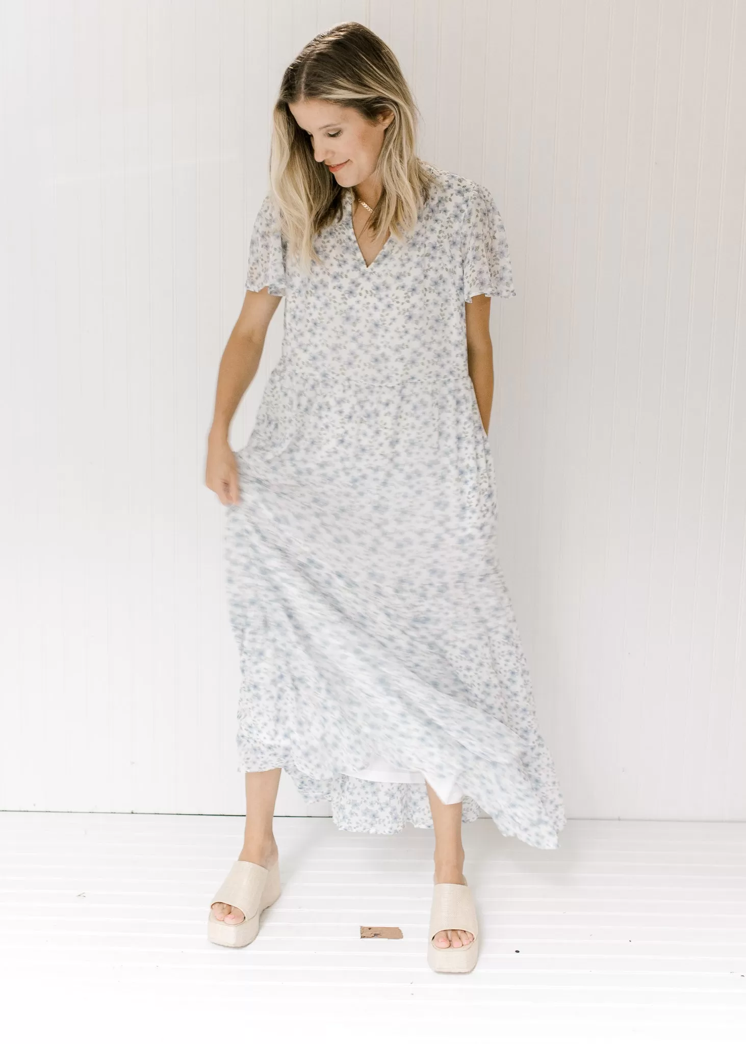 X Blue Shades Floral Maxi